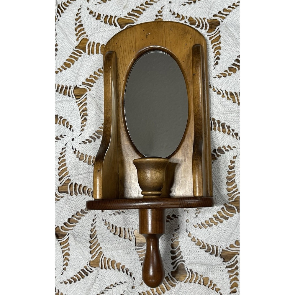 Vintage Wooden Charles Lesters' Wall Sconce Candle Holder 14"